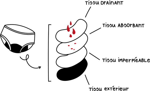 Schéma comment fonctionne une protection menstruelle